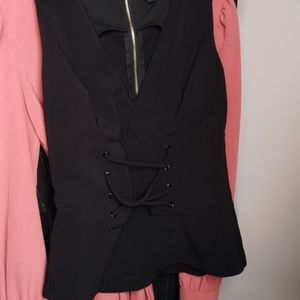 Black Lace up style top